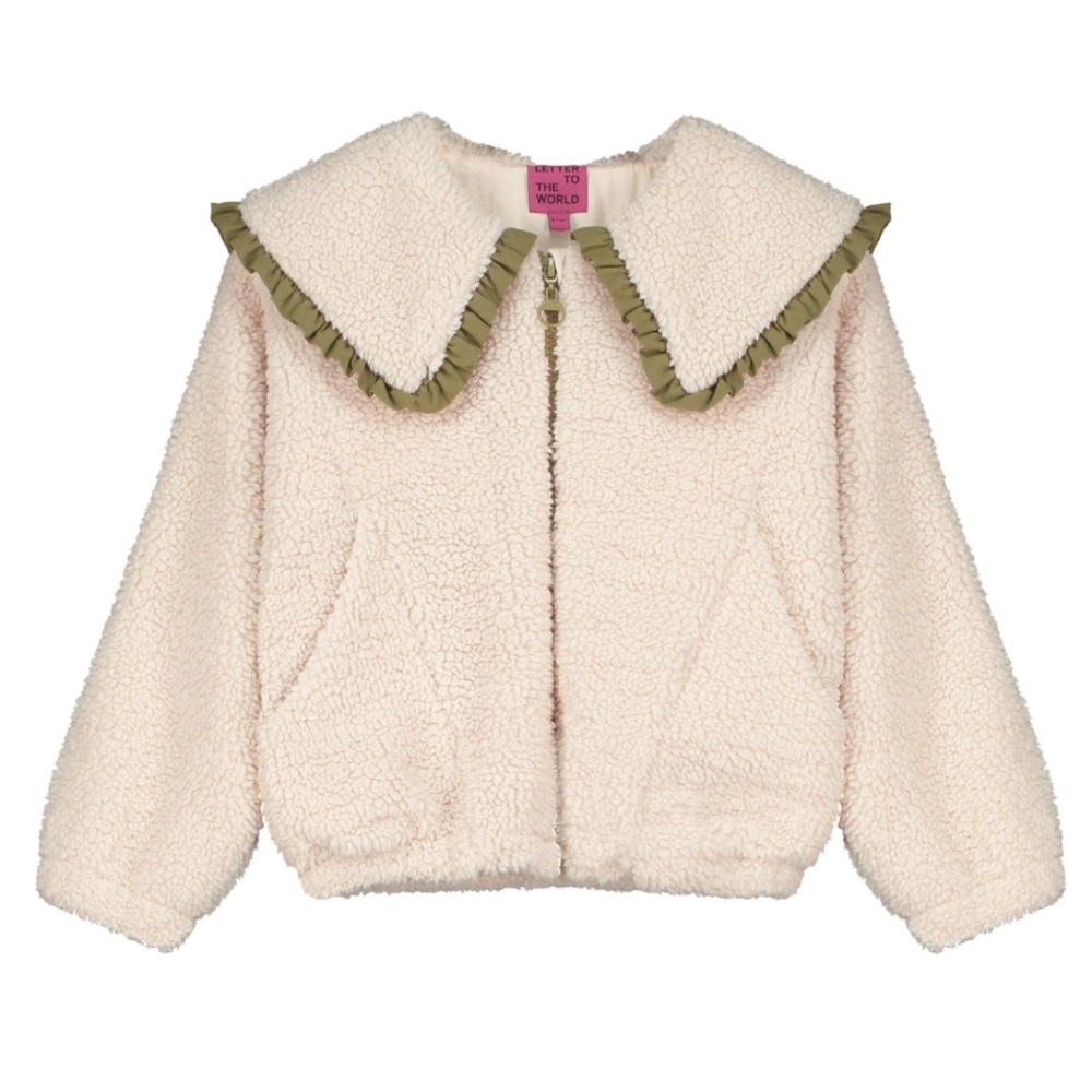 LETTER TO THE WORLD NWOT Sherpa Fleece Collared Ruffle Zip Up Jacket